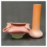 Two Burmese Glass Pieces, Fenton Attrib. Bowl