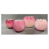 4 Satin Pink Rose Bowls
