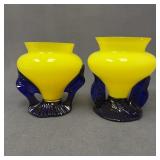 Pair Tango Glass Urn Vases