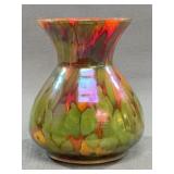 Bohemian Iridescent Millefiori Glass Vase 4.5"