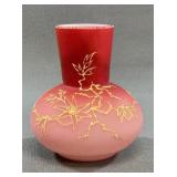 Webb Burmese Enameled Glass Clematis Vase 4.5"