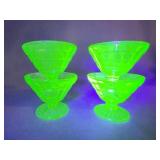 4 Uranium Glass Dessert Cups