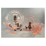 Pink Depression Glass Set With 2-8" Plates