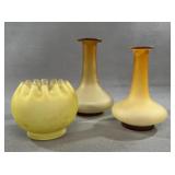 Three Art Glass Vessels in Yellow and Amber