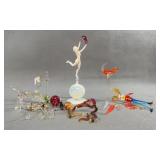 9 Colorful Art Glass Figurines As Is