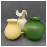 Three Vintage Glass Vases Assorted Colors
