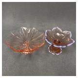 Westmoreland Pink Pedestaled Bowls, Pair