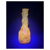 Iridescent Yellow Art Glass Thorn Vase