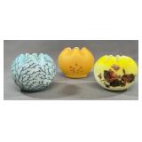 3 Art Glass Rose Bowl Vases