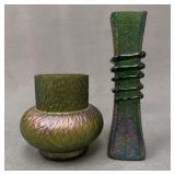 Two Kralik Bohemian Glass Vases, Posey & Bud
