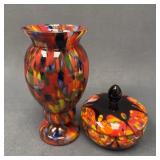 Two Czech Art Glass Pieces, Vase and Candy Dish