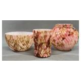 Victorian Pink Spatter Glass by Welz, 3-Piece Set