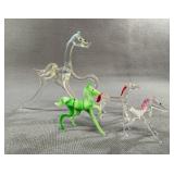 4 Glass Horse Figurines Mixed Colors