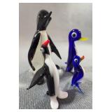 Four Glass Penguin Figurines