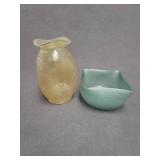 Textured Art Glass Vase and Bowl Lot