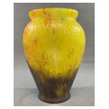 French Art Glass Vase Signed Legras 8" Tall