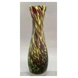 Vintage Tortoise Spatter Glass Bud Vase, 8 in.