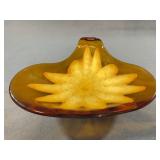 MCM Amber Aventurine Starburst Art Glass Dish