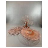 Pink Glass Ribbed Platters