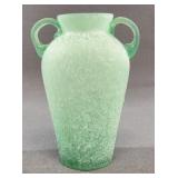 Murano Scavo Green Glass Amphora Vase 6.5"