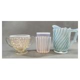 Three Opalescent Glass Pieces