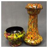 Bohemian Splatter Cased Glass Vases