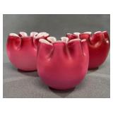 3 Cased Glass Rose Bowl Vases, Pink