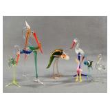 8 Hand-Blown Glass Bird Figurines