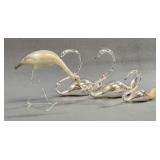 4 Glass Animal Figurines Swans Flamingo