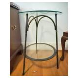 Glass Top Metal Side Table 20x26 Inches