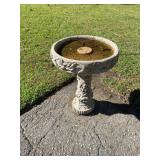 Decorative Concrete Bird Bath with Floral Relief