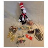 Decor Lot: Cat in the Hat, Wind Chimes