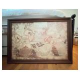 Framed H.M.S. Bounty Voyage Map, 36x26 Inches