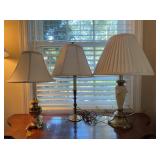 Three Assorted Table Lamps With Shades