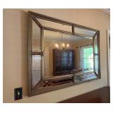 Ornate Rectangular Wall Mirror with Beveled Edges