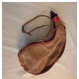 Leather Bota Wineskin with Strap and Red Trim