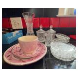 Crystal Tableware and Pink Teacup Set