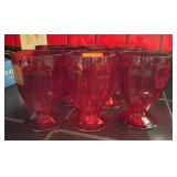 8 Nachtmann Red Glass Footed Goblets