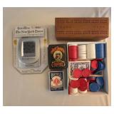 Game Lot: Poker Chips, Playing Cards, Cribbage