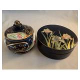 Otagiri Crown Iris Box and Floral Porcelain Jar