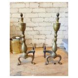 Brass Andirons with Finial Tops