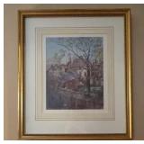 Framed Print, Rooftop Scene, 19.5x22.5 Inches
