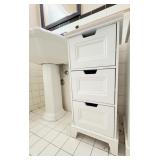 White Bathroom Cabinet with 3 Drawers, Marble Top