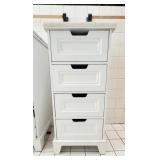 White 4-Drawer Chest with Marble Top, 15x13x32