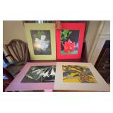 4 Matted Floral Art Photographs