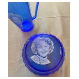 Shirley Temple Blue Glass Pitcher and Bowl Set