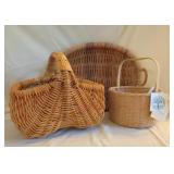 Three Assorted Woven Baskets with Handles