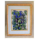 Framed Abstract Painting in Blue and Green