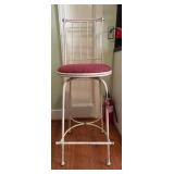 Metal Bar Stool With Red Upholstered Seat
