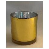 Gold-Tone Glass Vase, 6" Diameter, 6" Height